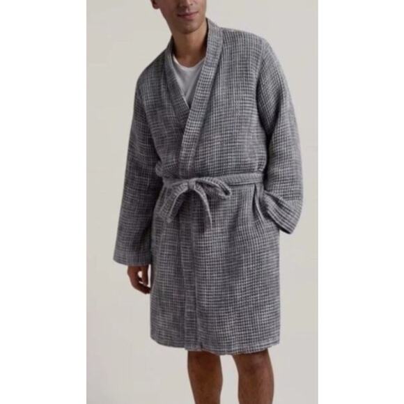 PARACHUTE 100% Turkish Cotton Waffle Knit Robe Heather Gray Luxury Unisex Sz L - Picture 1 of 9